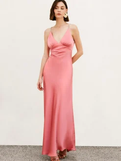 COMMENSE Pleated Backless Cami Long Dress* Cocktail & Party Dresses|Summer Dresses