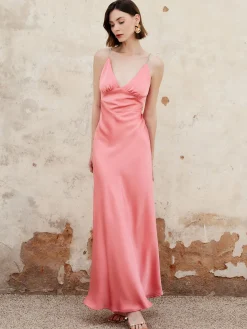 COMMENSE Pleated Backless Cami Long Dress* Cocktail & Party Dresses|Summer Dresses