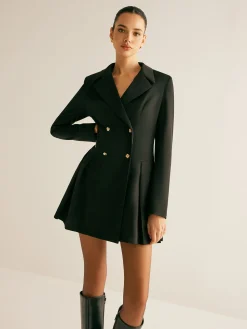 COMMENSE Pleated Blazer Dress With Shoulder Pads* Outerwear|Blazers