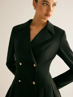 COMMENSE Pleated Blazer Dress With Shoulder Pads* Outerwear|Blazers