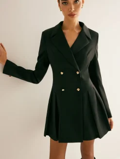COMMENSE Pleated Blazer Dress With Shoulder Pads* Outerwear|Blazers