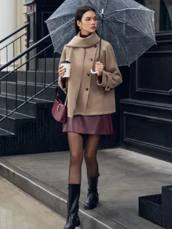 COMMENSE Pleated Button Scarf Jacket* Outerwear|Jackets
