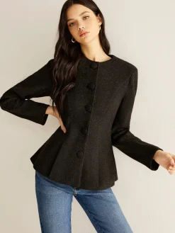 COMMENSE Pleated Button Slim Blazer Without Belt* Outerwear|Blazers