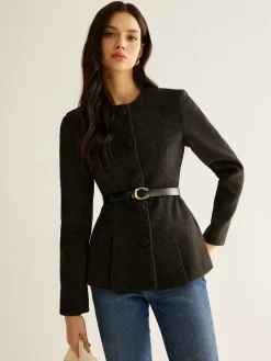 COMMENSE Pleated Button Slim Blazer Without Belt* Outerwear|Blazers