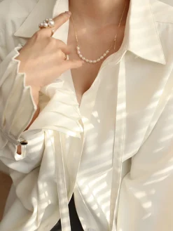 COMMENSE Pleated Cuff Collar Tied Button Shirt* Blouses & Shirts|Tops