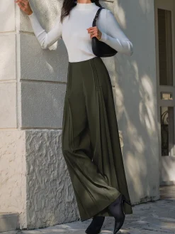 COMMENSE Pleated Design Wide-Leg Pants* Pants|Bottoms