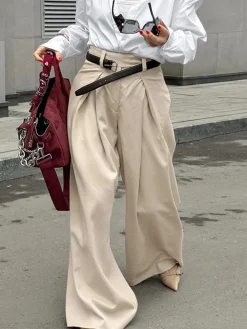 COMMENSE Pleated Draped Baggy Pants Without Belt* Wide Leg|Pants