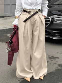 COMMENSE Pleated Draped Baggy Pants Without Belt* Wide Leg|Pants