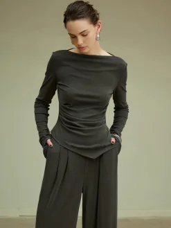 COMMENSE Pleated Draped Jersey Pants* Pants|Matching Sets