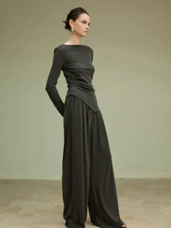 COMMENSE Pleated Draped Jersey Pants* Pants|Matching Sets
