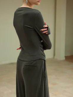 COMMENSE Pleated Draped Jersey Pants* Pants|Matching Sets