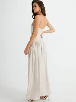 COMMENSE Pleated Drawstring Pockets Long Dress* Vacation Dresses|Summer Dresses