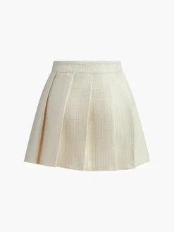 COMMENSE Pleated Front Button Zipper Strapless Skirt Set* Skirt Sets|Long Sleeve Sets
