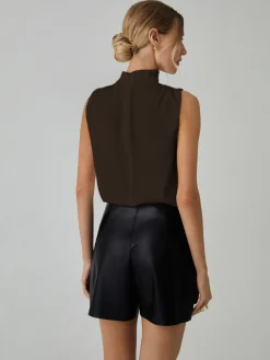 COMMENSE Pleated High Neck Sleeveless Blouse* Blouses & Shirts|Tops