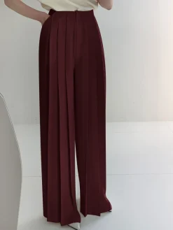 COMMENSE Pleated High Waist Wide Leg Pants* Wide Leg|Pants