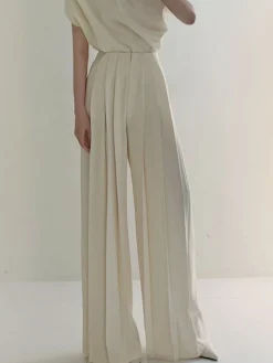 COMMENSE Pleated High Waist Wide Leg Pants* Wide Leg|Pants