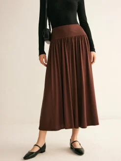 COMMENSE Pleated Jersey Midi Skirt* Skirts|Bottoms