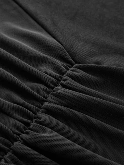 COMMENSE Pleated Mesh Tube Dress With Shawl* Black Dresses|Cocktail & Party Dresses