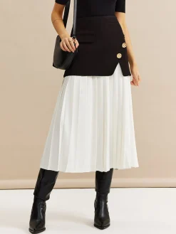 COMMENSE Pleated Panel Midi Skirt* Skirts|Bottoms