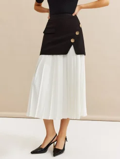 COMMENSE Pleated Panel Midi Skirt* Skirts|Bottoms