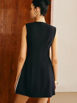 COMMENSE Pleated Panel Tank Dress* White Dresses|Casual Dresses