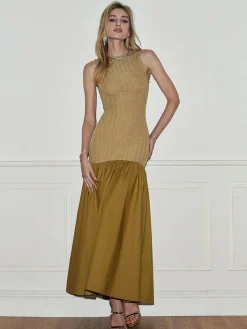 COMMENSE Pleated Panel Tank Long Dress* Cocktail & Party Dresses|Summer Dresses