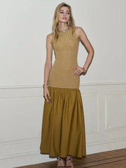 COMMENSE Pleated Panel Tank Long Dress* Cocktail & Party Dresses|Summer Dresses