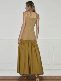 COMMENSE Pleated Panel Tank Long Dress* Cocktail & Party Dresses|Summer Dresses