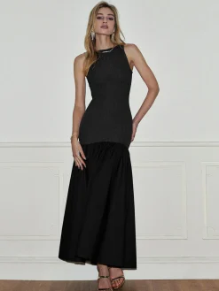 COMMENSE Pleated Panel Tank Long Dress* Cocktail & Party Dresses|Summer Dresses