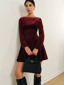 COMMENSE Pleated Panel Velvet Dress* Casual Dresses|Work Dresses