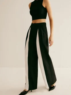 COMMENSE Pleated Patchwork Wide-Leg Pants* Pants|Bottoms
