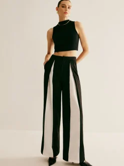 COMMENSE Pleated Patchwork Wide-Leg Pants* Pants|Bottoms