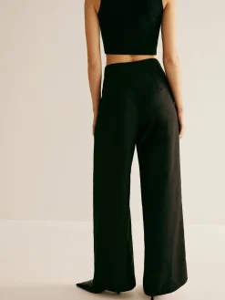 COMMENSE Pleated Patchwork Wide-Leg Pants* Pants|Bottoms