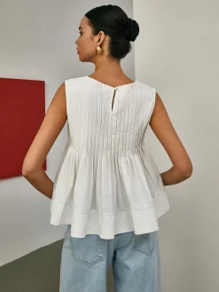 COMMENSE Pleated Peplum Sleeveless Blouse* Blouses & Shirts|Tops