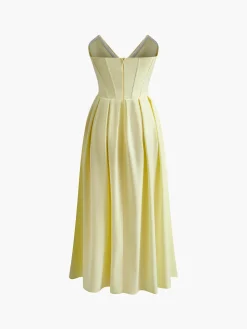 COMMENSE Pleated Piping Zipper Tube Dress* Dresses