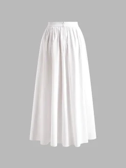 COMMENSE Pleated Plain Maxi Skirt* Skirts|Bottoms