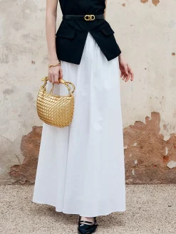 COMMENSE Pleated Plain Maxi Skirt* Skirts|Bottoms