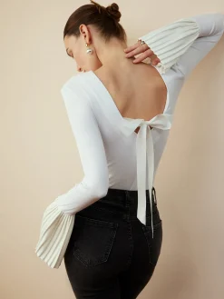COMMENSE Pleated Ruffle Sleeve Blouse* Blouses & Shirts|Tops