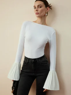 COMMENSE Pleated Ruffle Sleeve Blouse* Blouses & Shirts|Tops