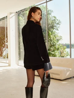 COMMENSE Pleated Ruffle-Cuff Velvet Skirt Set* Skirt Sets|Long Sleeve Sets