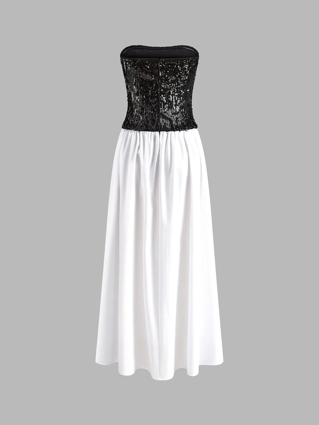 COMMENSE Pleated Sequins Tube Long Dress* White Dresses|Cocktail & Party Dresses