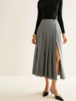 COMMENSE Pleated Slit Zipper Skirt* Skirts|Bottoms