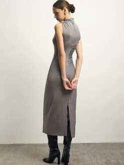 COMMENSE Pleated Split Jersey Tank Dress* Casual Dresses|Summer Dresses