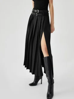 COMMENSE Pleated Split Maxi Skirt Without Belt* Skirts|Matching Sets