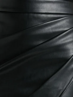COMMENSE Pleated Split PU Leather Skirt* Skirts|Bottoms