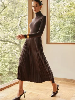 COMMENSE Pleated Suede Skirt* Skirts|Bottoms