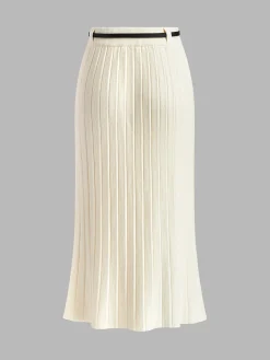 COMMENSE Pleated Sweater Skirt With Belt* Skirts|Knitwear