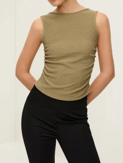 COMMENSE Pleated Tie Back Plisse Tank Top* Tank Tops & Camis|Tops