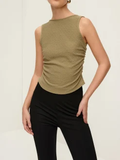 COMMENSE Pleated Tie Back Plisse Tank Top* Tank Tops & Camis|Tops