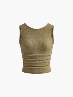 COMMENSE Pleated Tie Back Plisse Tank Top* Tank Tops & Camis|Tops